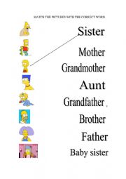 English Worksheet: the family