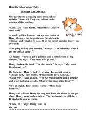 Reading Comprehension - Harrys Hamster