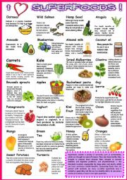 English Worksheet: SUPER FOODS with sentences 2