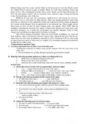English Worksheet: QUIZ ABOUT POLLUTION