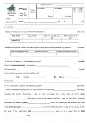 English Worksheet: 9th form mid-term test 3