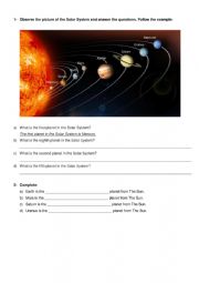 English Worksheet: Solar System 