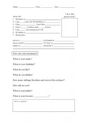 English Worksheet: About Me (And You)
