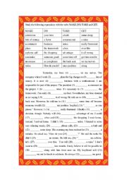 English Worksheet: Expressions with the verbs Make, Do, Take and Get