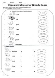 English Worksheet: Chocolate mousse for greedy goose-matching