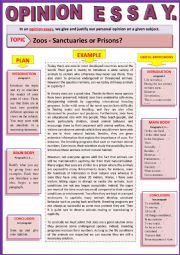 English Worksheet: Zoos - Sanctuaries or Prisons? - Guided writing + Example.