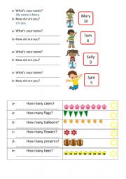 English Worksheet: Personal info, numbers and colour