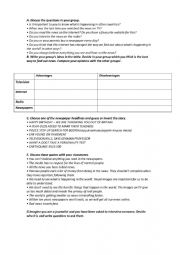English Worksheet: Newspapers