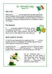English Worksheet: Saint Patrick fill in