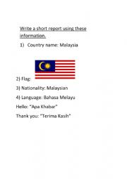 English Worksheet: Report of a country