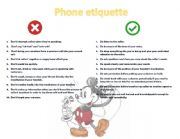 English Worksheet: phone ettiquete/at the phone