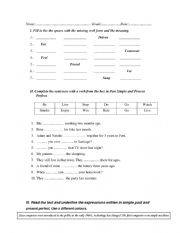 English Worksheet: Simple past Presetn Perfect 