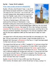 English Worksheet: Big Ben - Famous World Landmarks