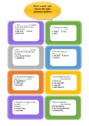 Revision Grammar Cards with keys