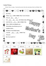 English Worksheet: Guided Writing--Mothers Day card