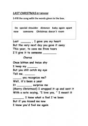 English Worksheet: LAST CHRISTMAS BY WHAM