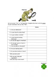 English Worksheet: Yes and No questions