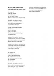 English Worksheet: LYRICS ACTIVITY - CORRECT THE MISTAKES