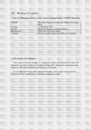 English Worksheet: Writing exam for 4th formers in The End Of Term N2