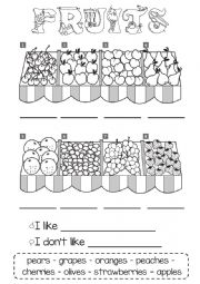 English Worksheet: FRUITS I LIKE