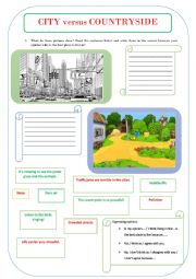 English Worksheet: CITY versus COUNTRYSIDE