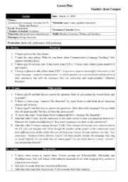 English Worksheet: Communicative approach - Lesson Plan