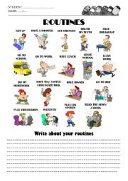 English Worksheet: daily routines