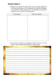 English Worksheet: Writing activity Macbeth chapter 2