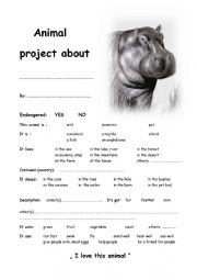 English Worksheet: Hippo project