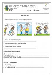 English Worksheet: Test - Can- Could