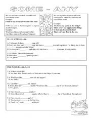 English Worksheet: SOME- ANY     HOW MUCH?  HOW MANY :)