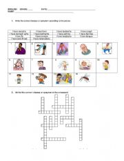 English Worksheet: diseases and symptoms