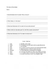 English Worksheet: The Cask of Amontillado/ Edgar Allan Poe