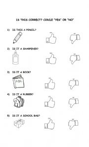 English Worksheet: school objects