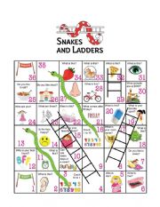 English Worksheet: Snakes and Ladders Game