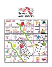 English Worksheet: Snakes and Ladders Game