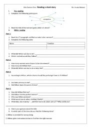 English Worksheet: reading a short story 