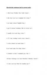 English Worksheet: Present Simple - word order