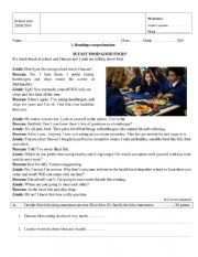 English Worksheet: healthy or unhealthy food?