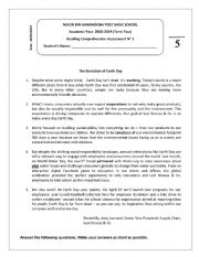 English Worksheet: Reading Comprehension: The Evolution of Earth Day