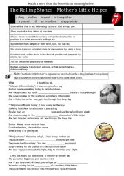 English Worksheet: Rolling Stones-Mothers Little Helper 