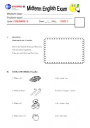 English Worksheet: Exam for children 