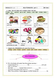 English Worksheet: Relationships :8th  form  module 5 lesson 1