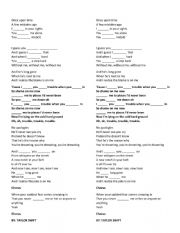 English Worksheet: knew you were trouble song