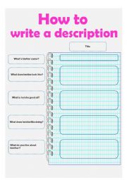 English Worksheet: How to write a description
