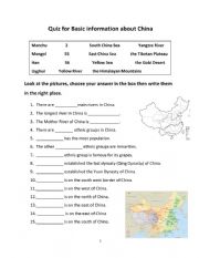 English Worksheet: Basic information about China