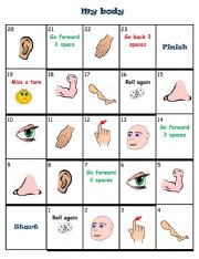 English Worksheet: Body parts board game