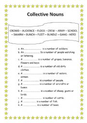 English Worksheet: Collective nouns