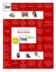 English Worksheet: Comparatives and Superlatives Board Game