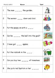 English Worksheet: CVC words short i